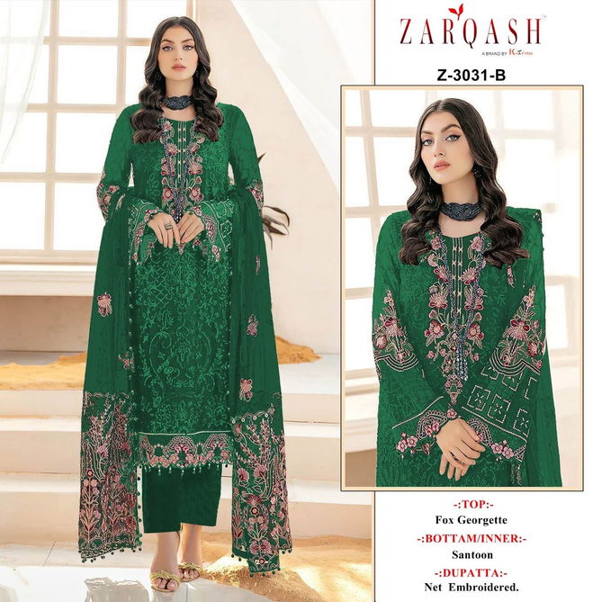 Z 3031 By Zarqash Heavy Georgette Pakistani Suits Wholesale Clothing Suppliers In India